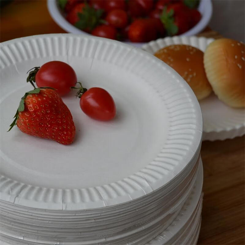 德曼柯demanke水果拼盘盘子一次性50个59英寸一次性纸盘烧烤画画托盘