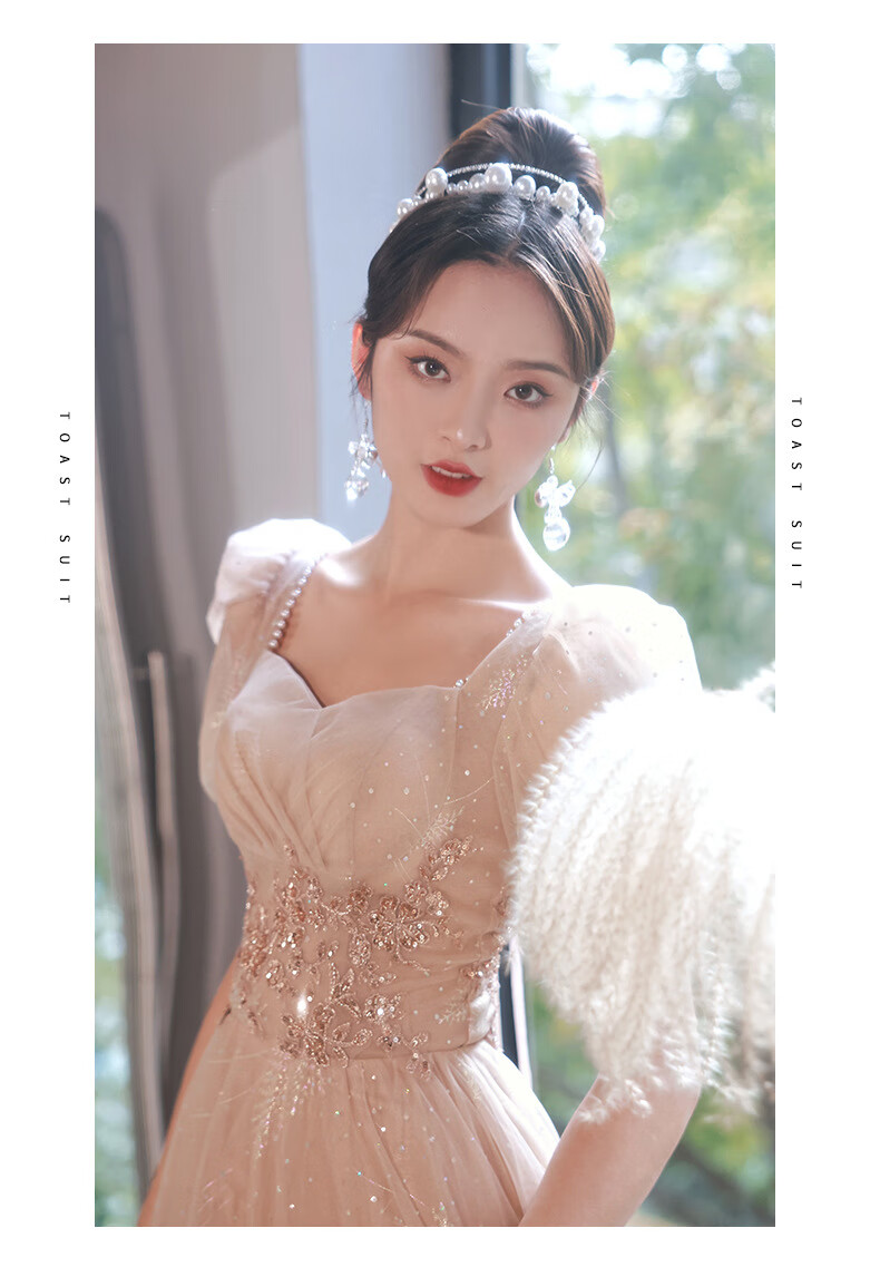 诺嫚娣轲声乐艺考礼服女晚礼服2022春季香槟色设计感宴会香槟长款年会