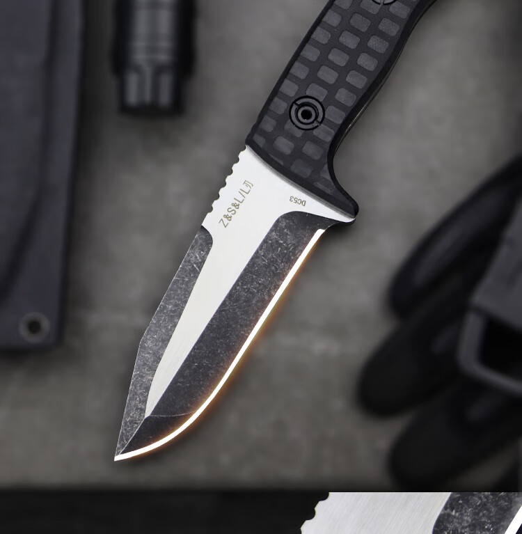 八瑞祥 高硬度进口直刀防身生存百炼dc53钢野外直刀6mm厚重型刀具战术