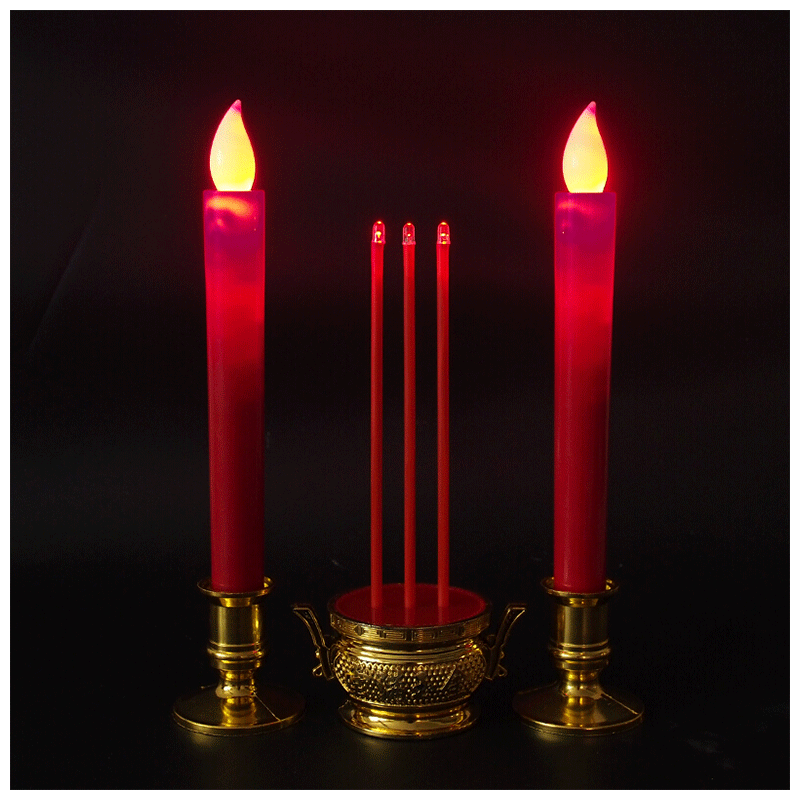 电子香炉神灯电池香烛电子香蜡烛财神爷用奉红蜡供灯供佛家用烛台仿真
