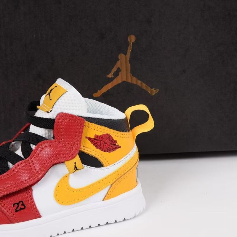 儿童运动鞋aj童鞋乔1男儿童板鞋魔术贴运动鞋高帮跑步鞋中小男女童