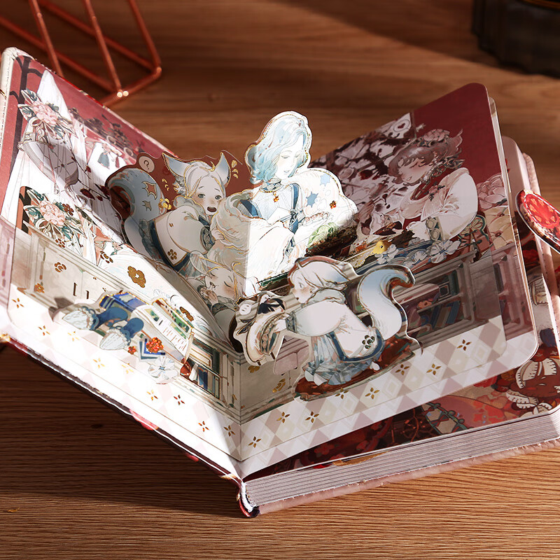 拾光立体日记本 拾光文创期刊复古插画手账本立体扉页彩绘精装磁扣本