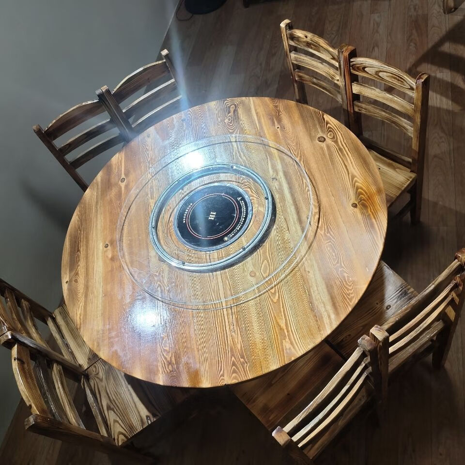 火锅桌子商用电动圆形炭烧火锅店酒店农家乐电磁炉一体圆桌家用碳化