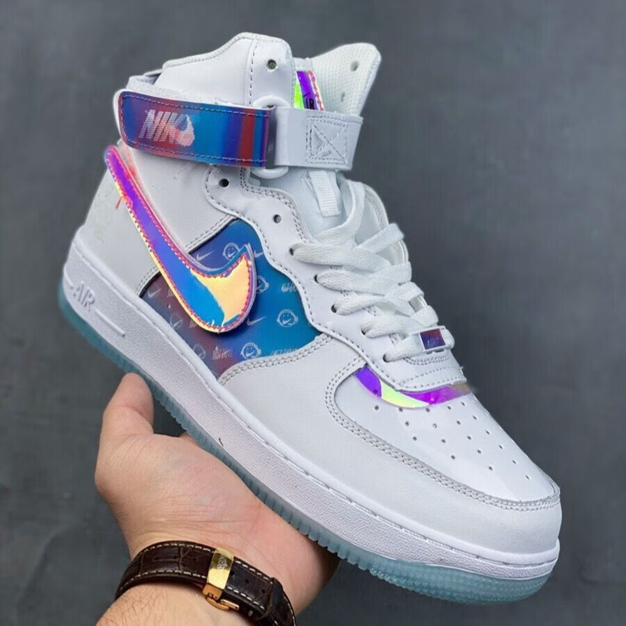 af1空军一号王源同款电玩像素男女板鞋白炫彩镭射休闲鞋 白镭射 36
