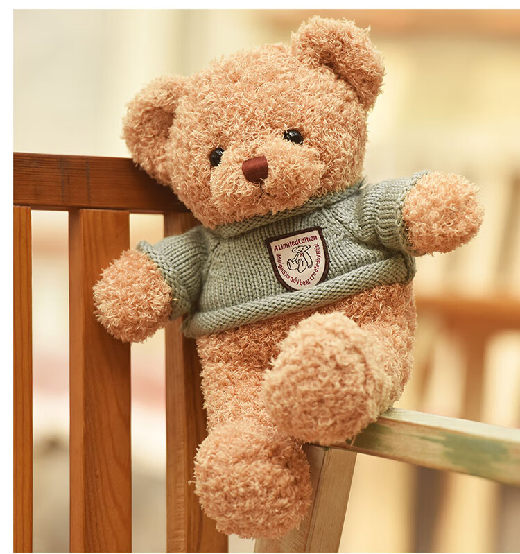 泰迪熊公仔抱抱熊毛绒玩具儿童布偶娃娃圣诞元旦生日礼物女生 浅棕