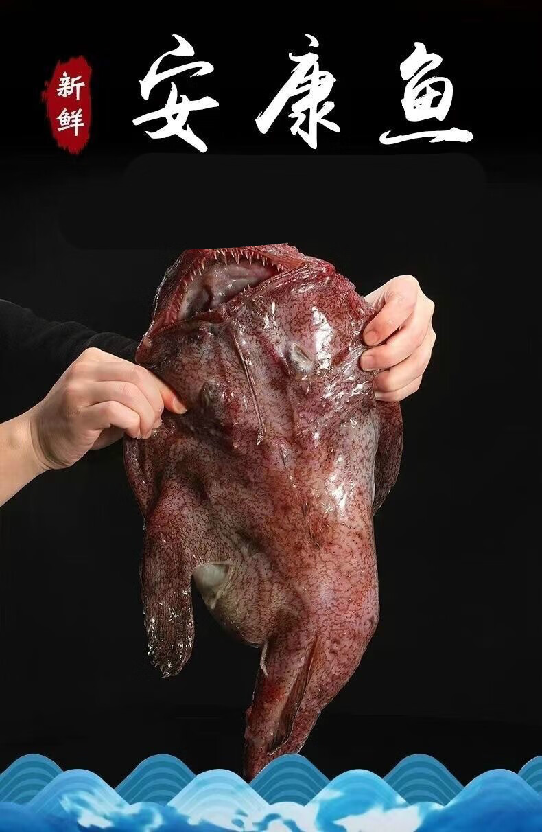 安康鱼超大新鲜灯笼鱼鮟鱇鱼冰冻蛤蟆鱼大嘴鱼去内脏顺丰 爱维温妮