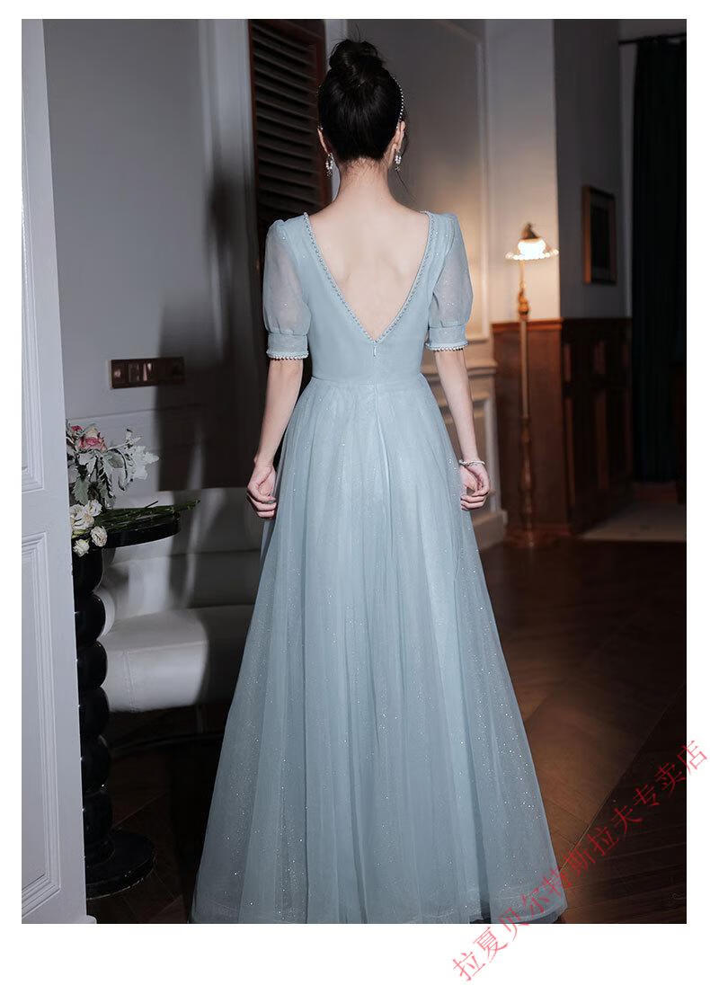 钢琴演奏艺考显瘦森系礼服高级感声乐独唱女气质大气成人礼晚礼服 淡