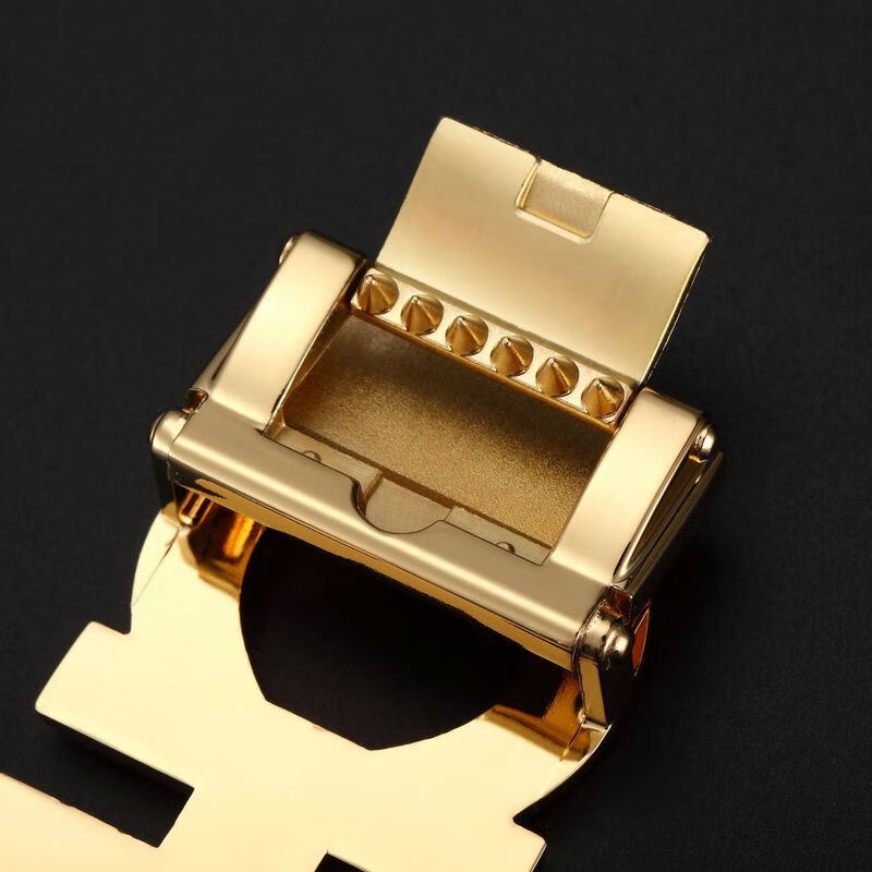 皮尔卡丹高档轻奢高端扣头皮带头皮带男士平滑扣合金双d扣头板扣卡扣