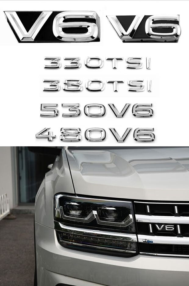 适用于大众途昂v6标辉昂480v6380tsi530v6车标途昂x中网v6车标排量贴