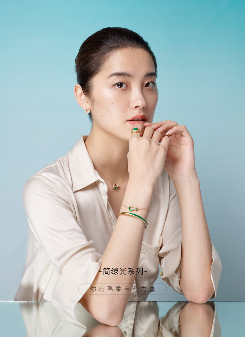 fellala翡拉拉时尚简绿光气质手链女轻奢珐琅小众复古手链腕饰商场