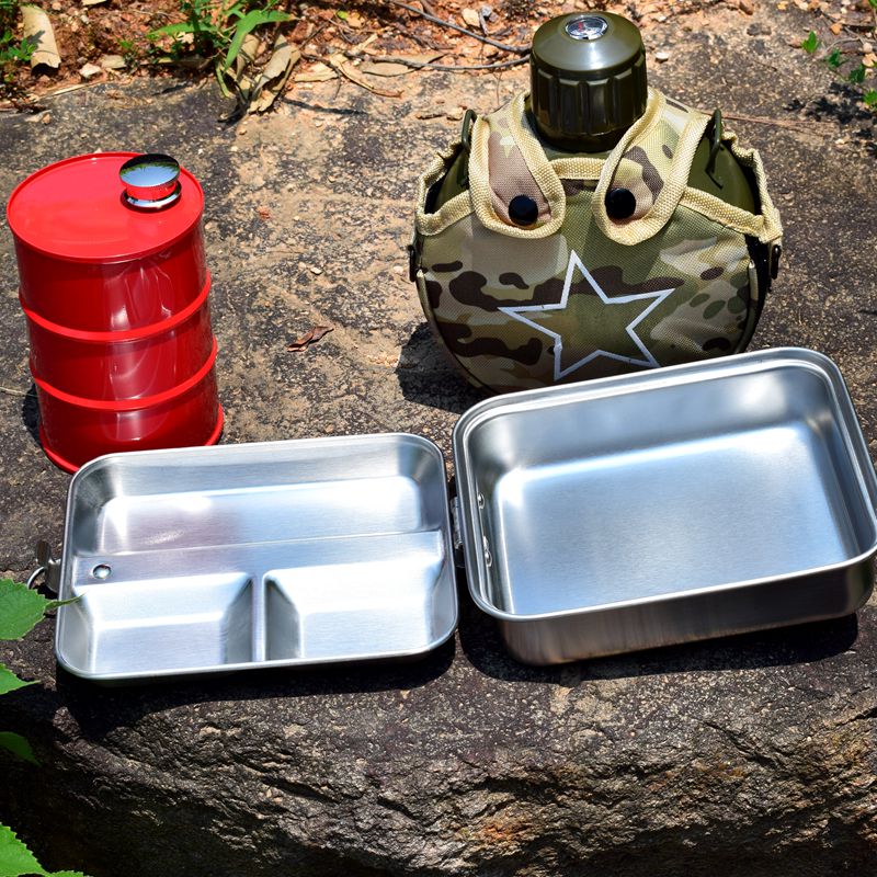 比心鼠 woug 单兵饭盒全新304德式不锈钢饭盒户外便携餐具单兵野战炊