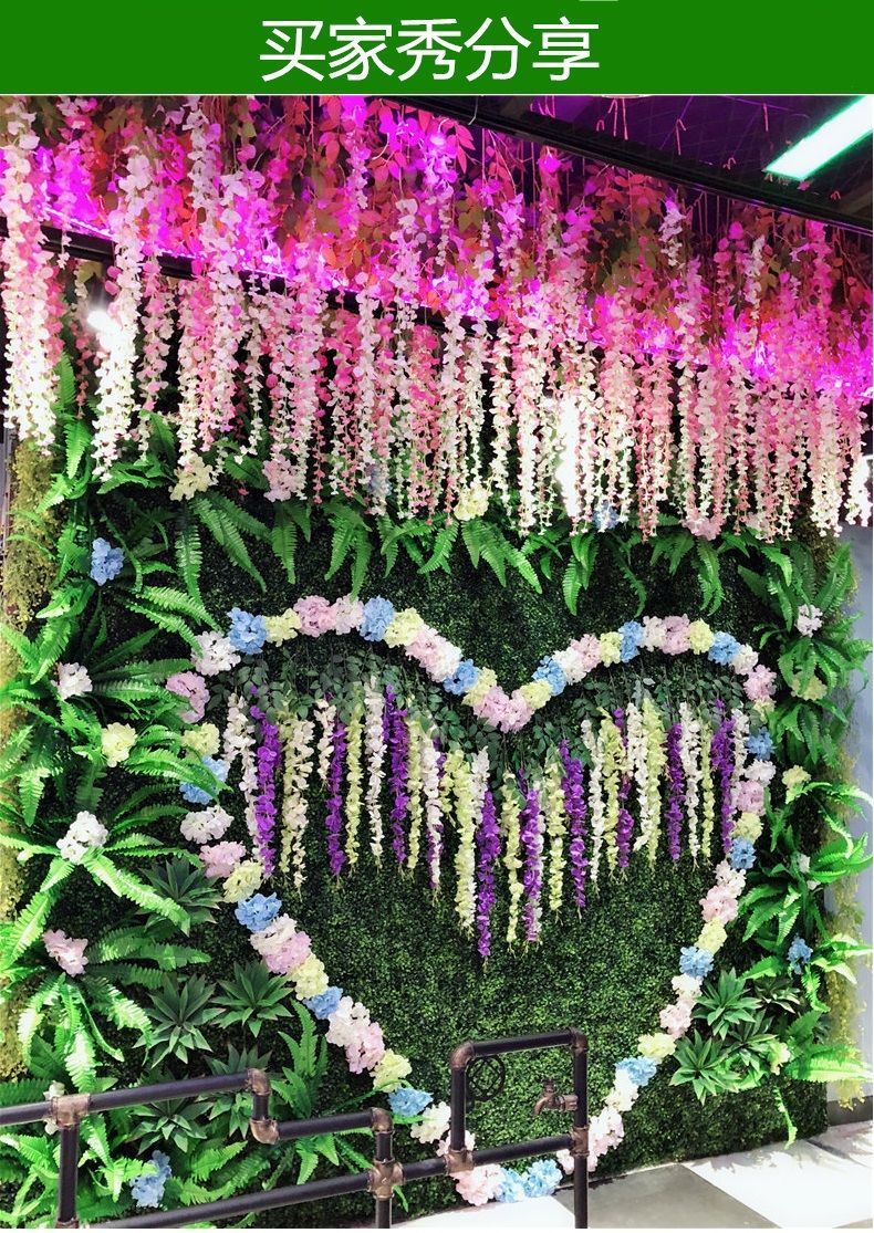 精选仿真紫藤花假花紫罗兰吊顶花藤室内婚庆装饰藤条塑料花条藤蔓植物