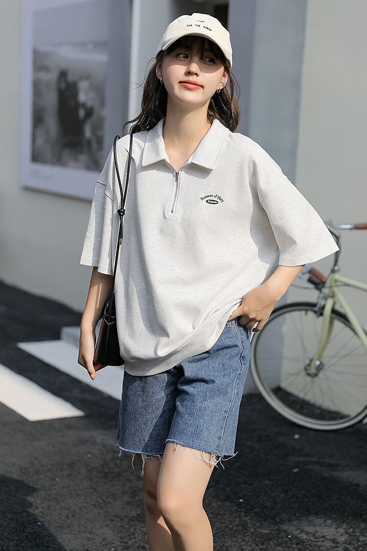 本顾夏季百搭polo衫短袖t恤少女夏装2022年新款初中高中学生宽松休闲