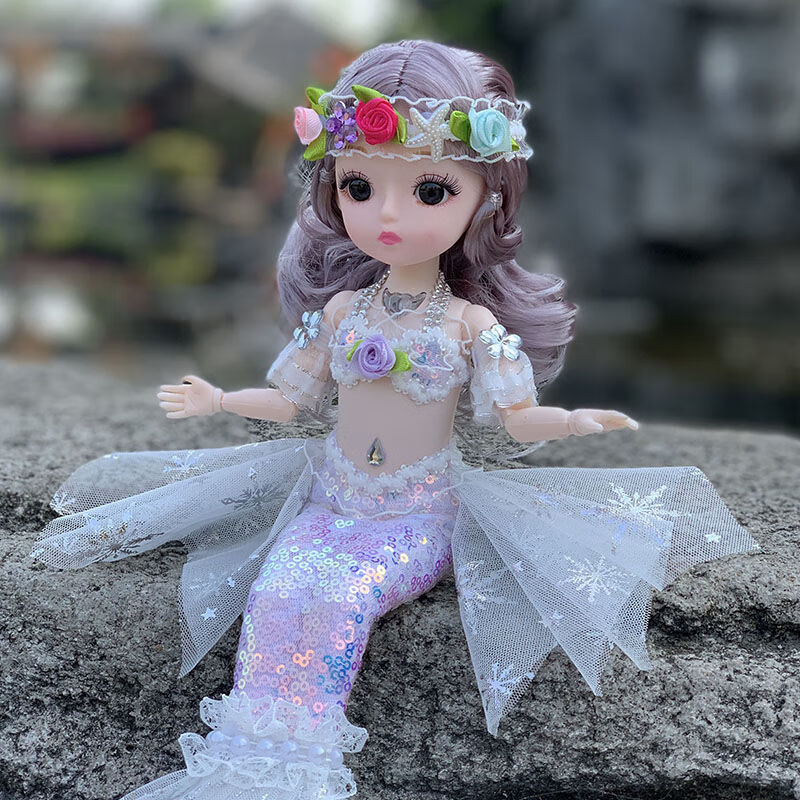 【官方旗舰】美人鱼芭比娃娃人鱼公主娃娃同款12吋胖娃会唱歌女孩玩具