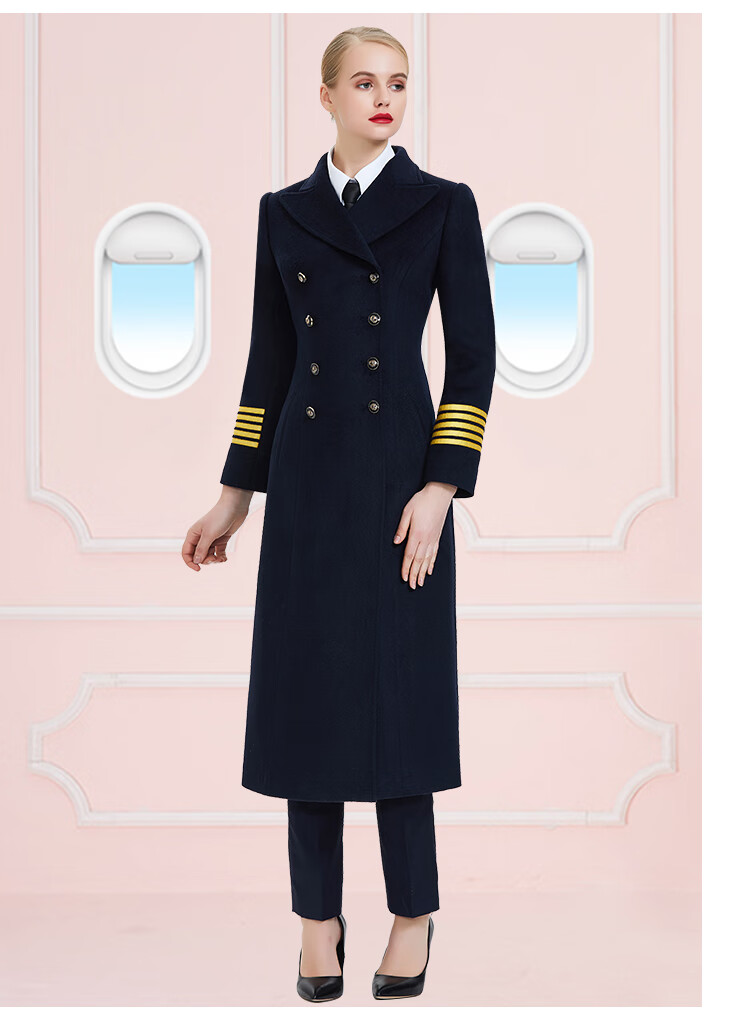 【空姐冬装大衣】空姐毛呢大衣女机长大气2020年新款职业呢子风衣工作