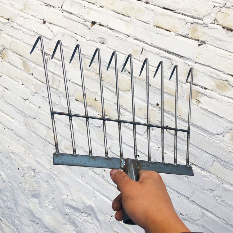 钢丝耙子搂草清落叶草耙子树叶杂物铁耙园林工具家用草坪爬子农具 八