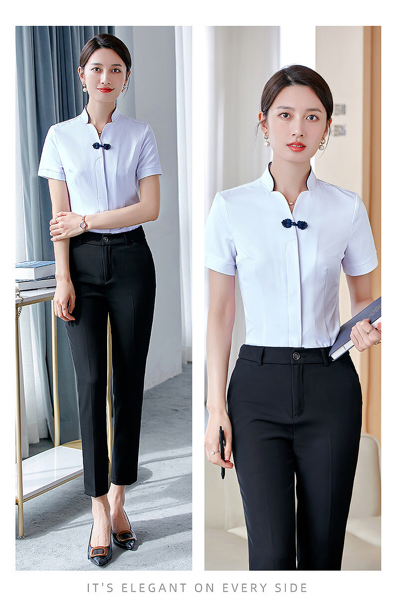 服夏装短袖白衬衫女夏季薄款气质大码白色职业衬衣套装单件白色衬衫s
