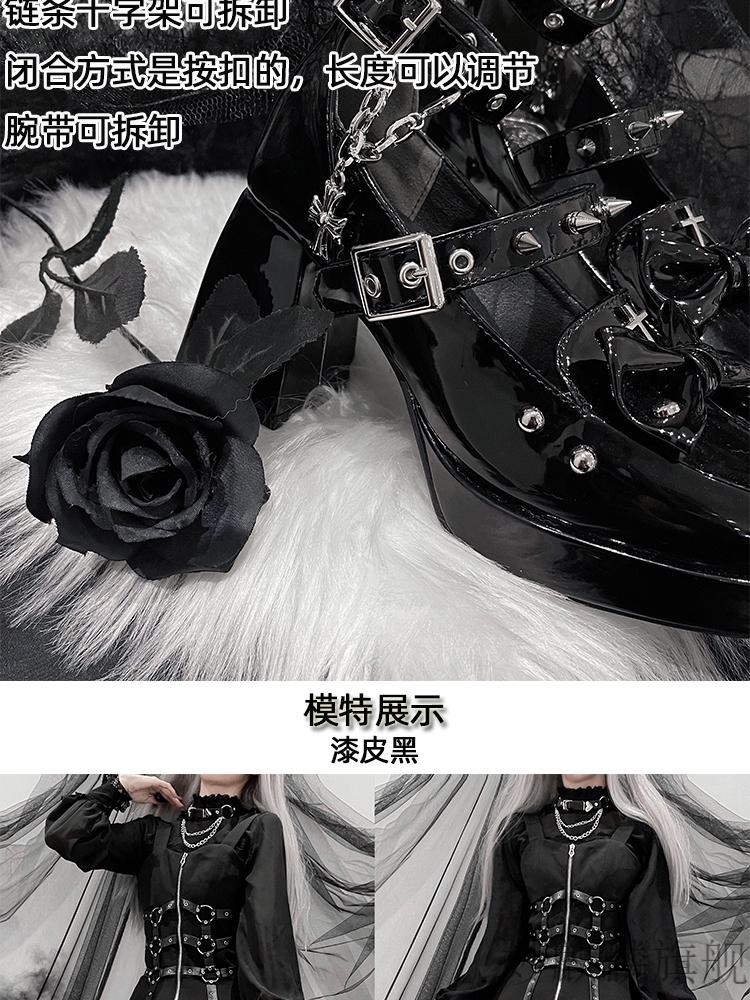 梅露露lolita高跟鞋 清辉夜凝punkcat原创y2k亚文化辣妹朋克厚底鞋