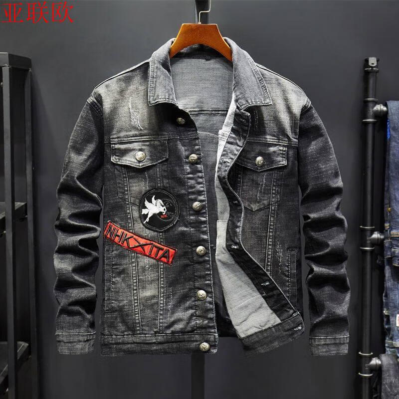 60潮牌boy欧洲站刺绣牛仔外套男春秋新款个性男士老虎头印花图案