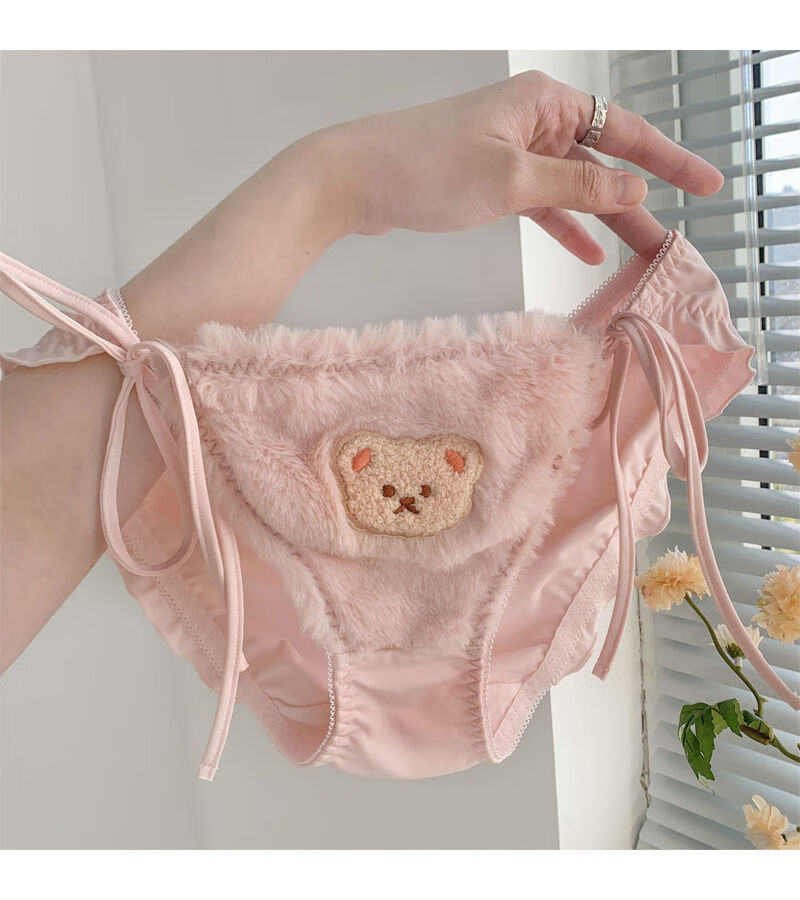 好品质男士内裤粉色熊崽情侣内裤一男一女可爱卡通轻奢情侣内裤奶绒小