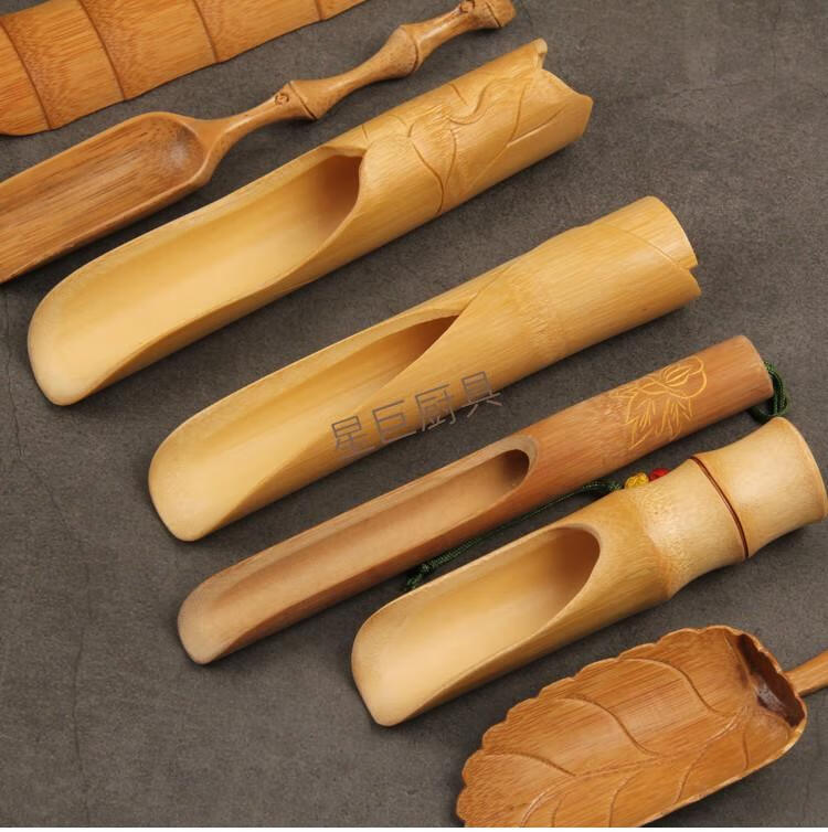 竹制茶铲茶匙手工茶则茶勺赏茶荷功夫茶具茶艺茶道六君子零配件 竹节