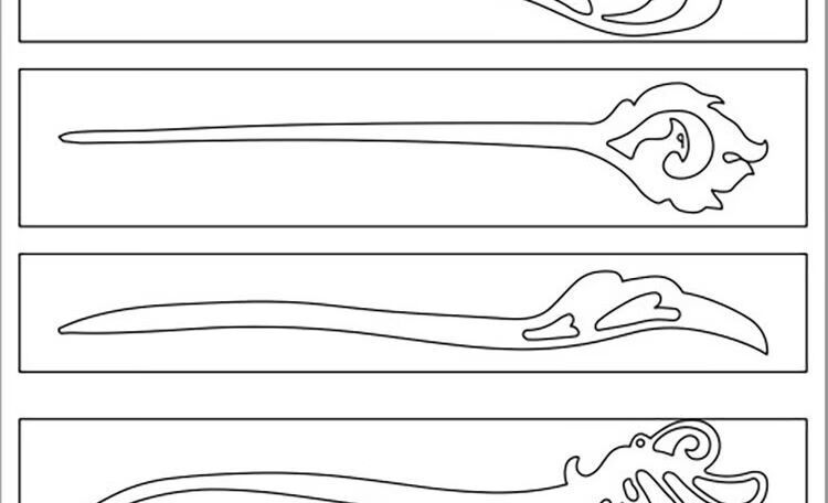 花间意桃木簪子图纸做木质手工发簪木簪不干胶diy雕刻设计图案贴纸