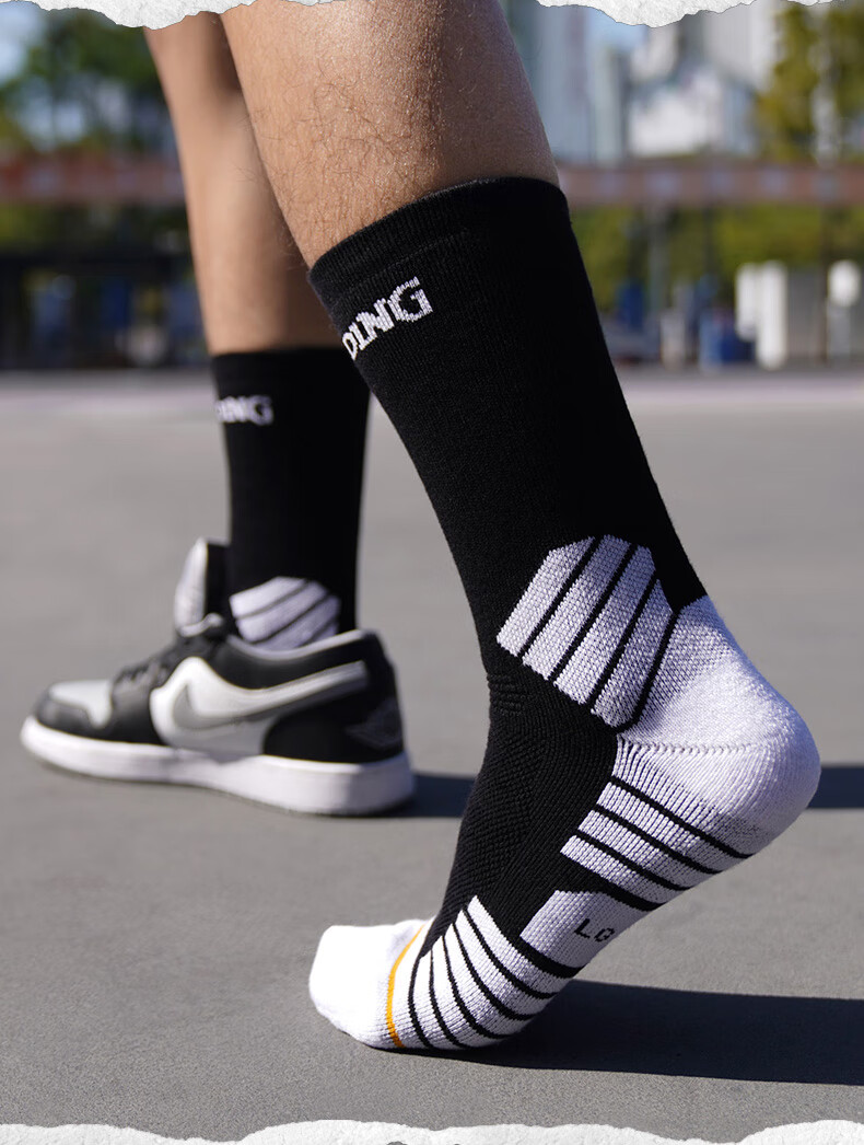 实战高帮篮球袜加厚毛巾底运动袜男中长筒训练袜新年红袜子透气不闷脚