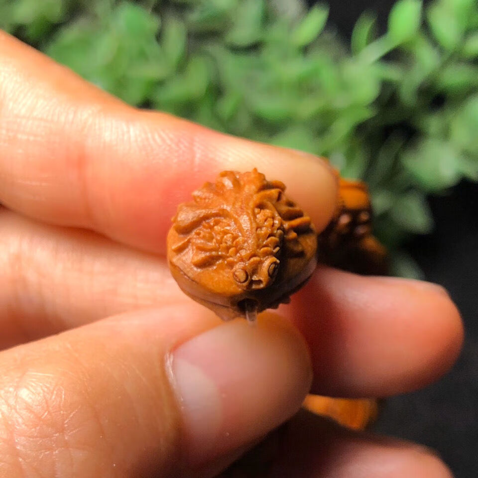 野生龙纹山雕刻富裕核雕手串桃核男士女款手链生日礼物节日礼品野生龙