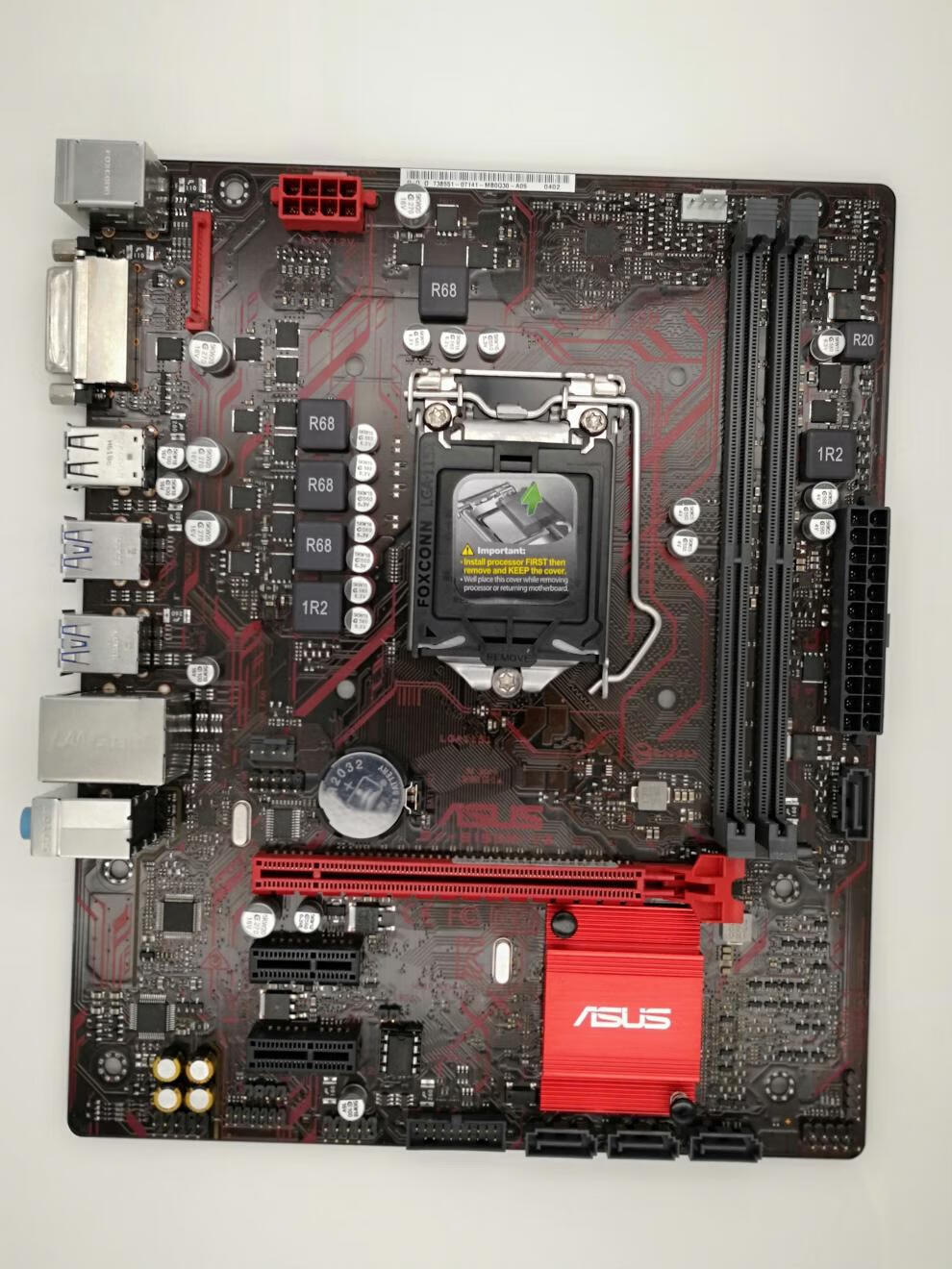 全新/华硕b150m-v3 1151针兼容h110 i3 i5 6 7 8代cpu ddr4主板 红色