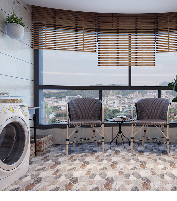 田园风仿鹅卵石庭院户外地砖露台阳台卫生间滑地砖仿古瓷砖400 m471