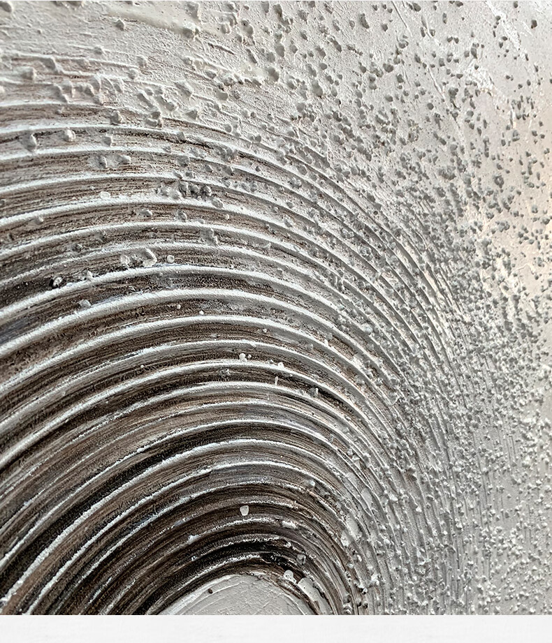 厚肌理画现代极简黑白灰装饰画玄关手绘抽象油画定制 银色外框 方形60
