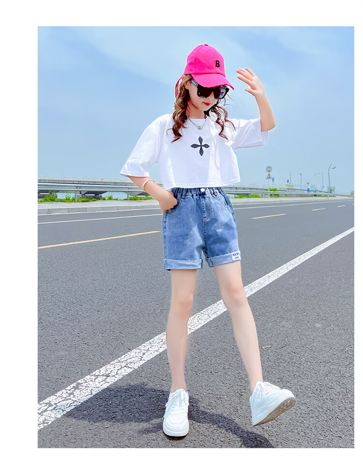 bitced女大童短裤5-14岁女童牛仔裤夏装9学生裤子时尚洋气13儿童韩版