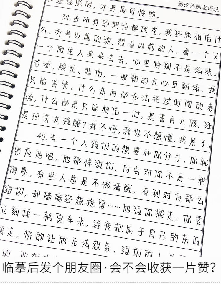 鲸落体字帖耽美原耽小说励志经典语录男女学生硬笔临摹练字帖 鲸落体