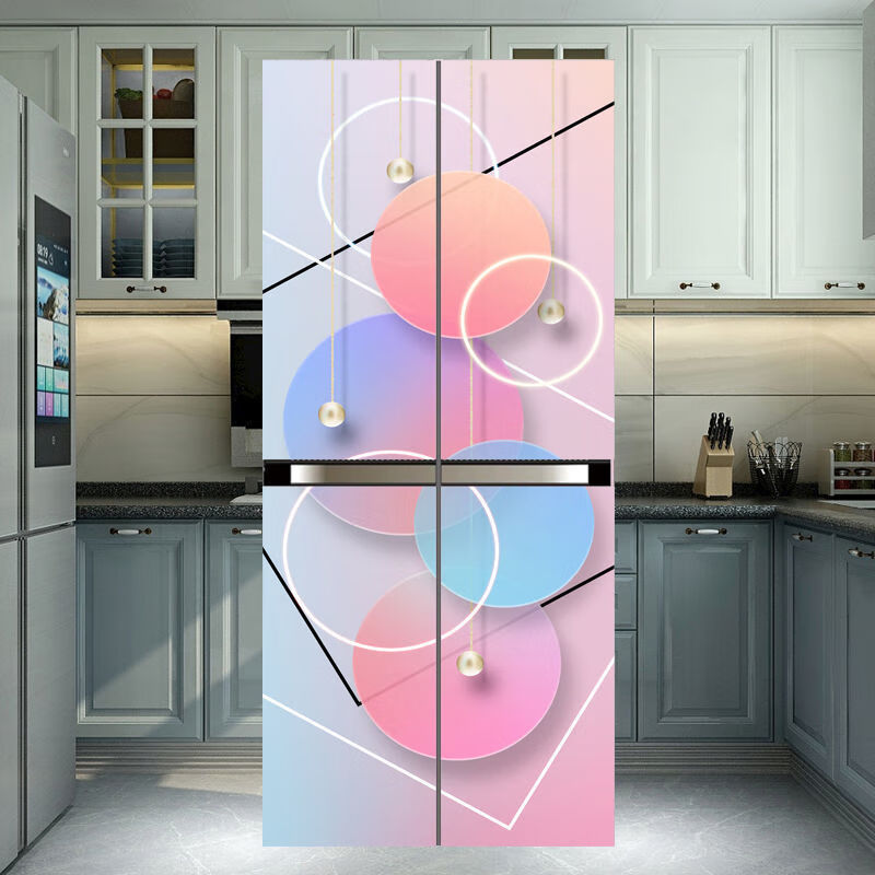 小米mi米家冰箱贴纸装饰画冰箱贴纸全贴包三开两门北欧创意装饰贴画