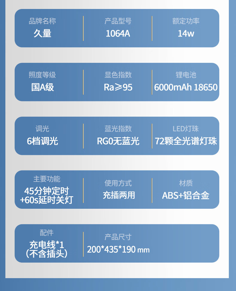 30，久量（DP）護眼台燈學習專用國aa級學生兒童書桌作業寫字閲讀燈防 【充插兩用款】讀寫護眼台燈 調光開關