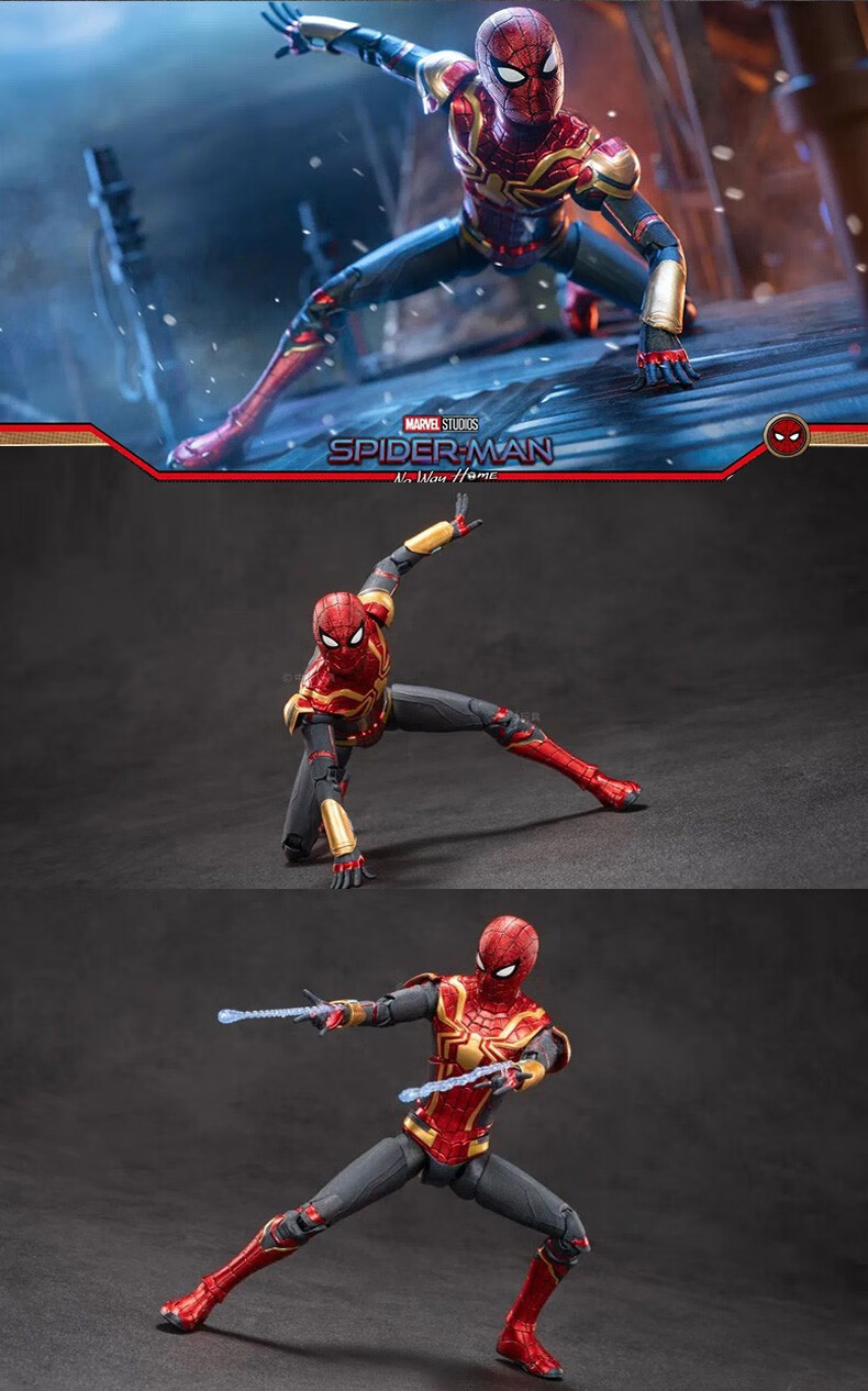 万代(bandai)漫威复仇者联盟蜘蛛侠玩具男生可动人偶公仔黑金红金生日