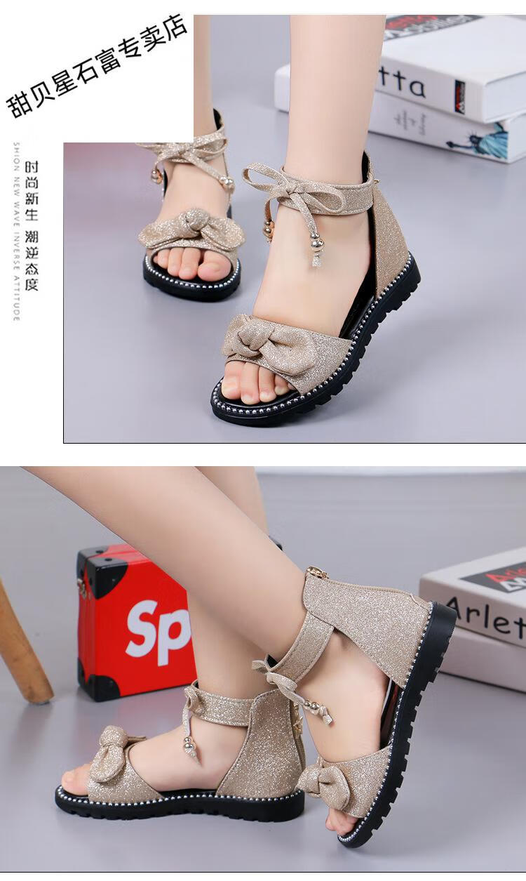 优衣库凉鞋9-14岁小韩版夏天穿的女童凉鞋夏季儿童罗马官方童鞋 1903