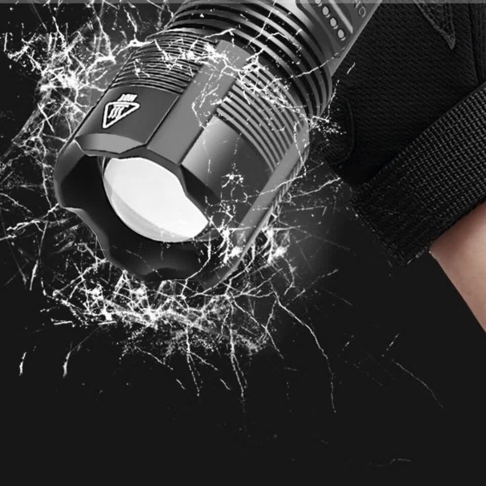 小太阳强光手电t208激光炮拉伸变焦3档调光户外巡逻探照矿灯充电3节