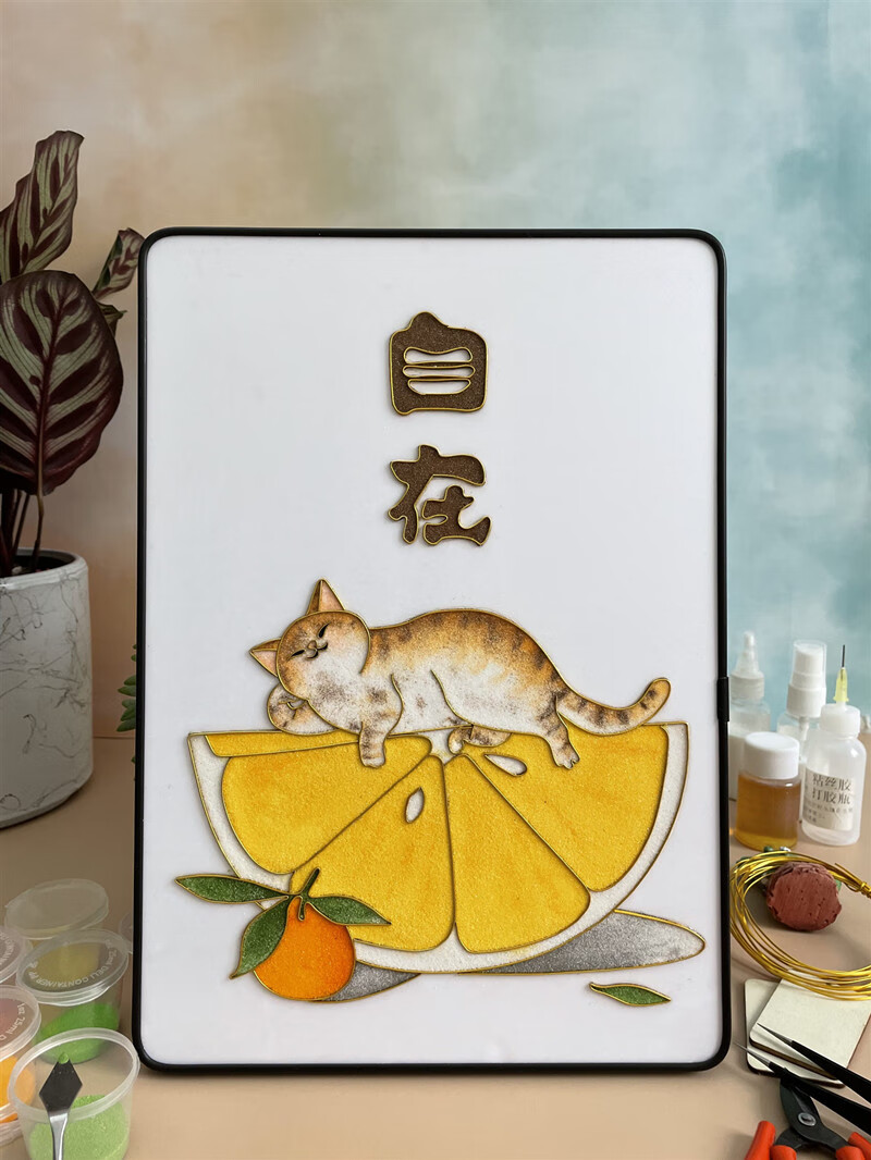 掐丝珐琅手工画diy 小清新掐丝珐琅画diy猫咪景泰蓝入门级亲子手工