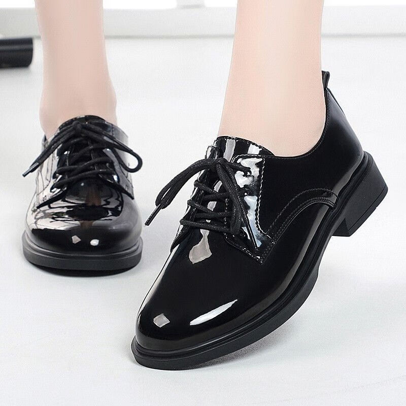 女生皮鞋黑色小皮鞋女秋冬百搭英伦风女鞋休闲平底单鞋软底工作鞋3245