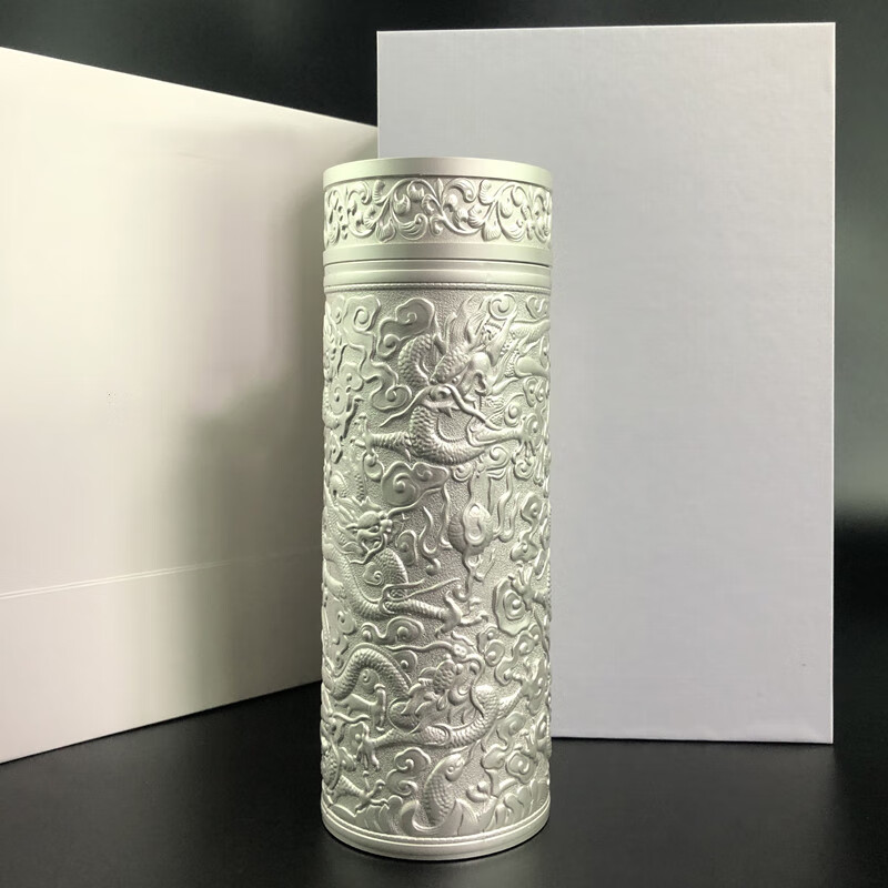 茜翔银杯子999保温纯银九龙杯送礼品雪花内外足银杯复古全银茶杯999