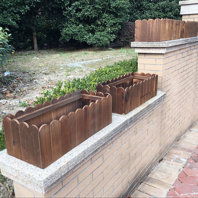 防腐木栅栏花盆长方形悬挂花槽阳台栏杆花架种菜盆碳化木花箱室外碧