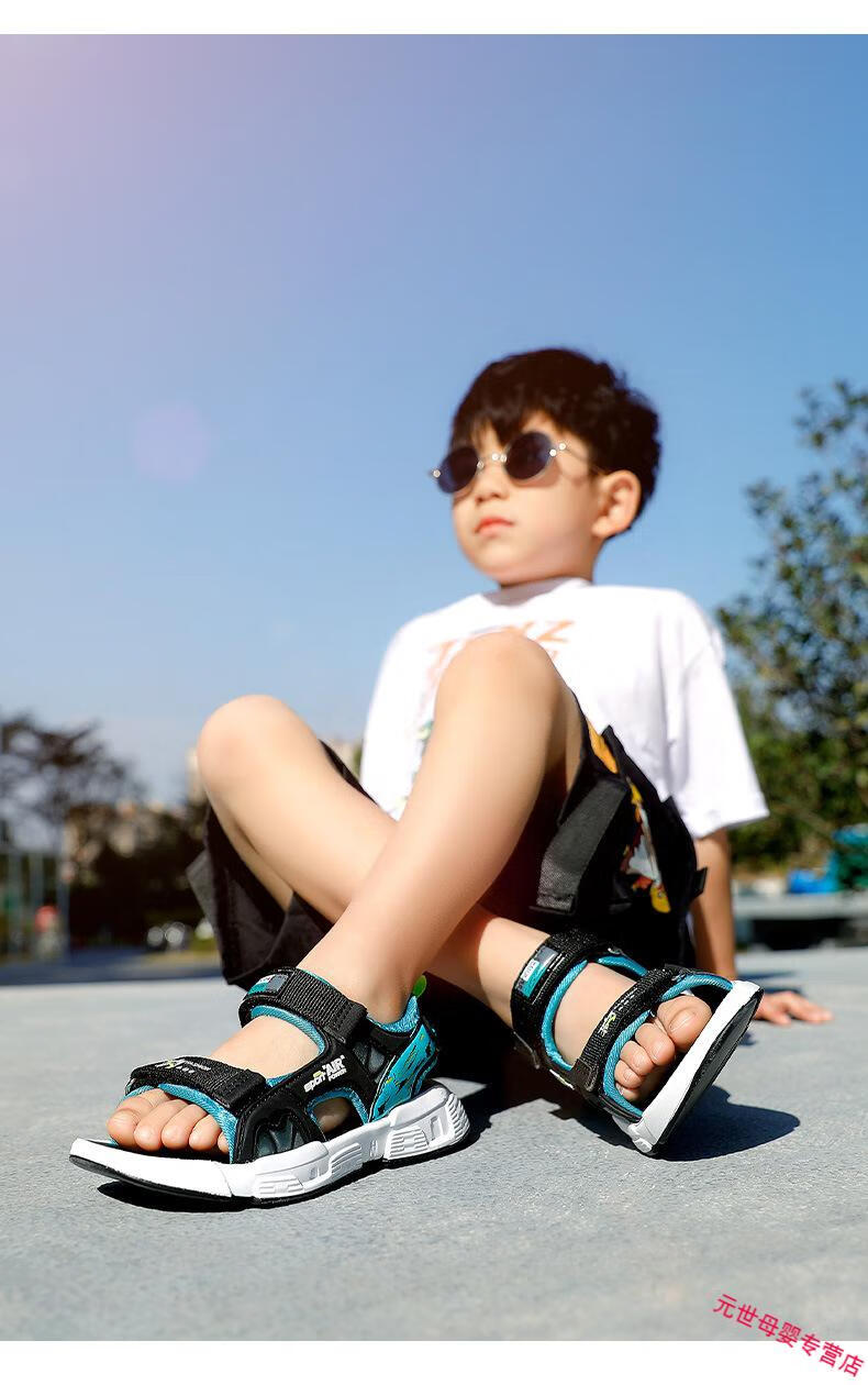 disney迪士尼 男童凉鞋新款儿童沙滩鞋中大童凉鞋韩版大码软底男孩