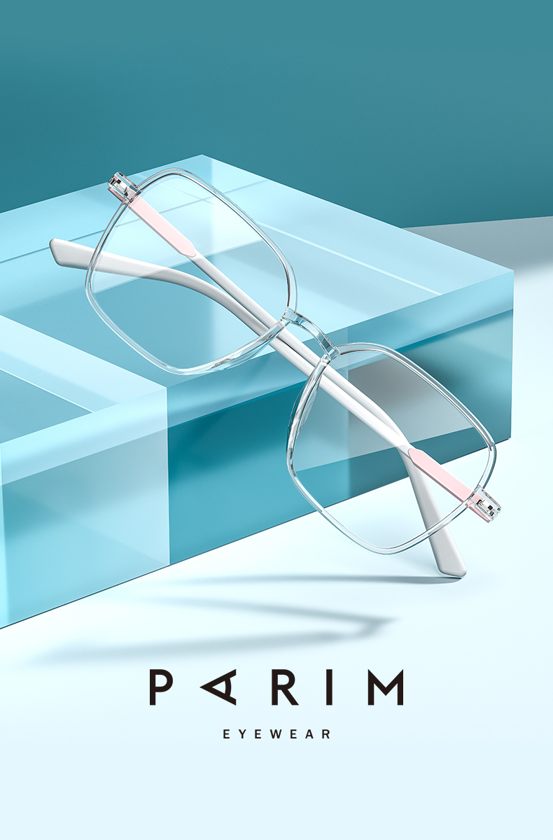 派丽蒙近视眼镜女时尚几何大框镜架大脸显瘦透明眼镜框可配有度数