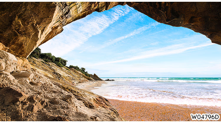 伊尔雅 空间延伸背景墙纸大自然风景3d壁纸立体山洞海景壁布餐厅酒吧