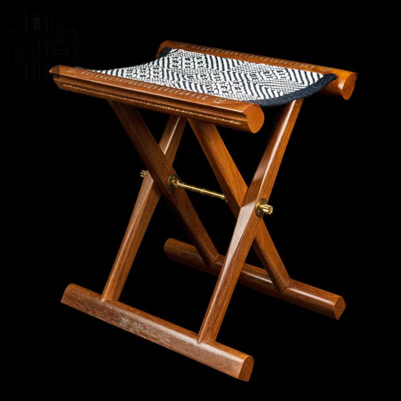 实木马扎便携式山东工艺马札折叠凳子换鞋椅送老人礼品 (红金檀)大款