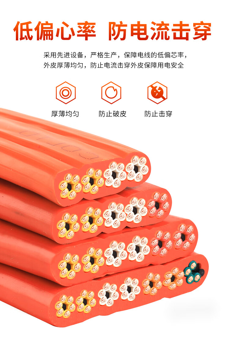 电梯随行扁平电缆tvvb2124303640424860芯天车行车扁电缆扁平电缆线30