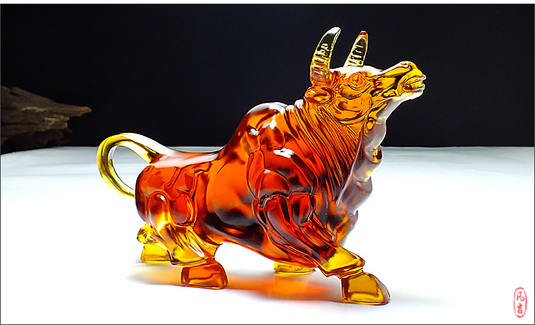 琉璃牛转乾坤属牛本命年吉祥物牛摆件牛客厅酒柜电视柜奋斗牛 牛气冲