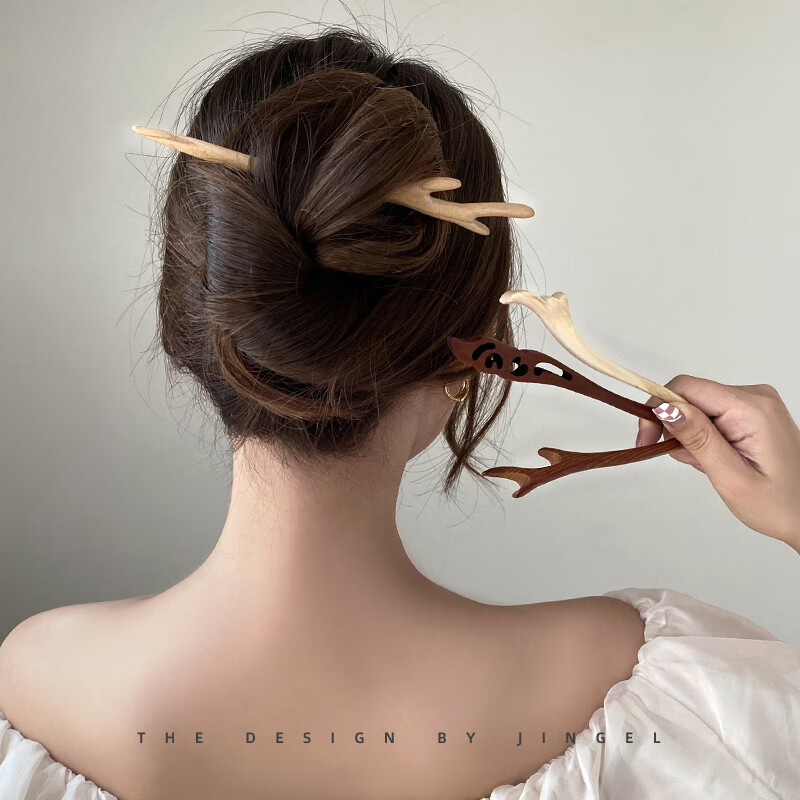 手工桃木发簪女夏天简约现张簪子木质发钗盘发国风檀木长钗子 拂晓