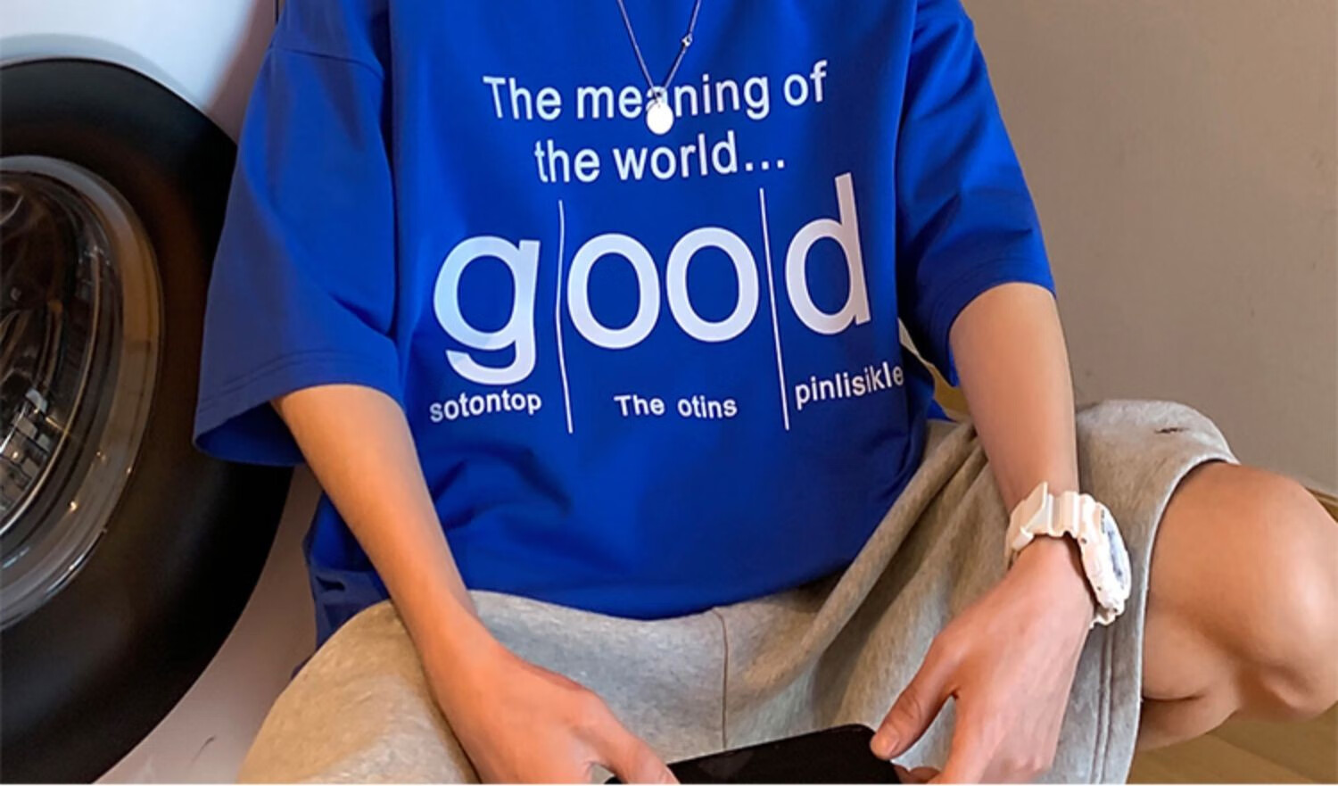 克莱因蓝短袖t恤男夏季薄款潮ins港风衣服宽松潮流百搭网红半袖蓝色l